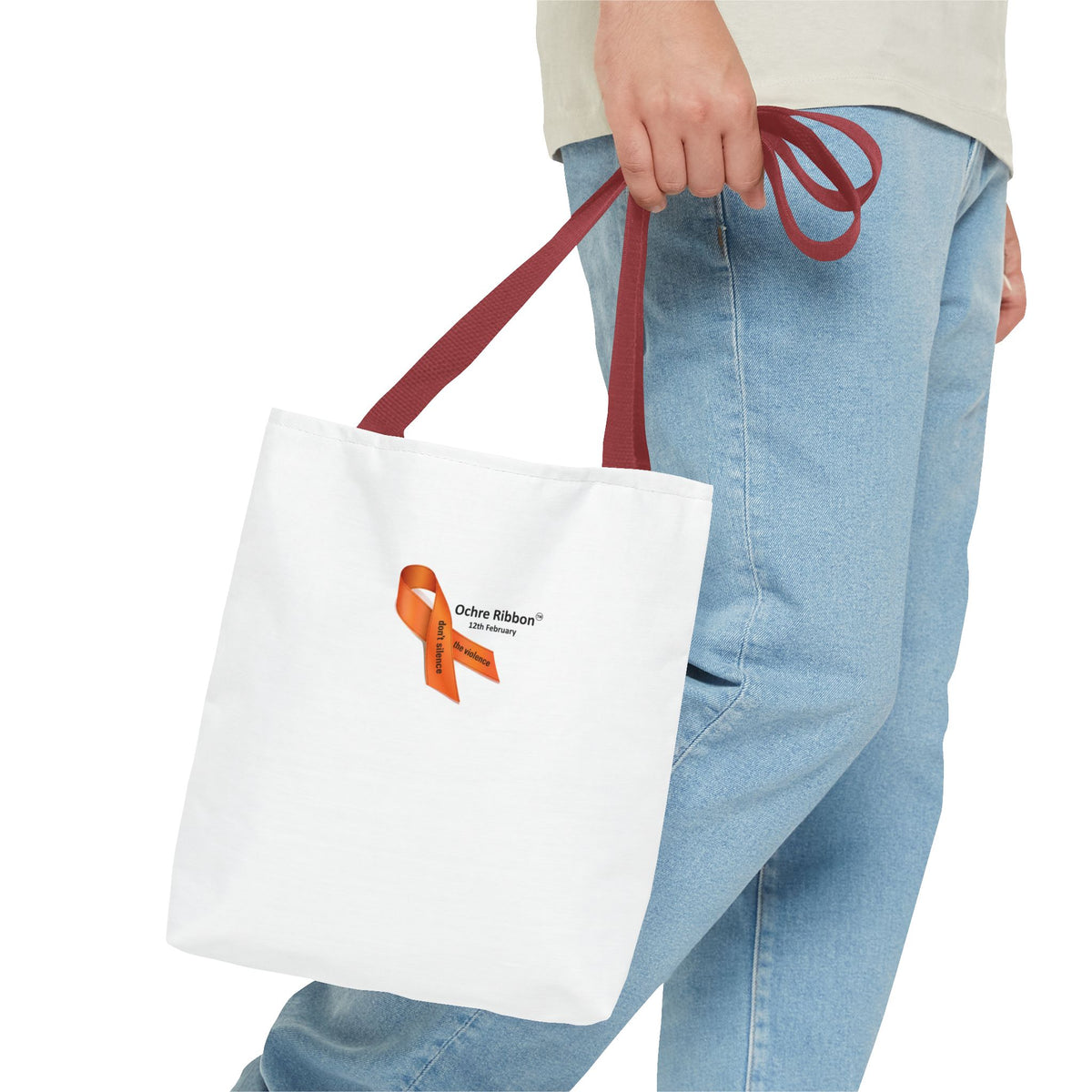 Ochre Ribbon Awareness Ribbon Tote Bag — Advocacy & Support Shoulder Tote