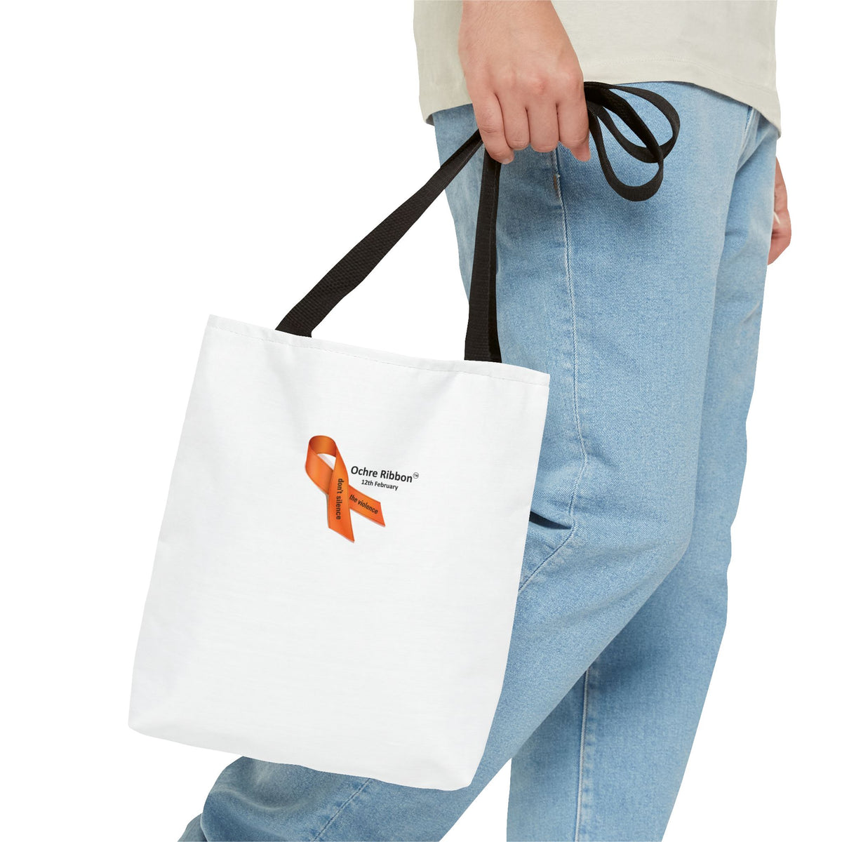 Ochre Ribbon Awareness Ribbon Tote Bag — Advocacy & Support Shoulder Tote