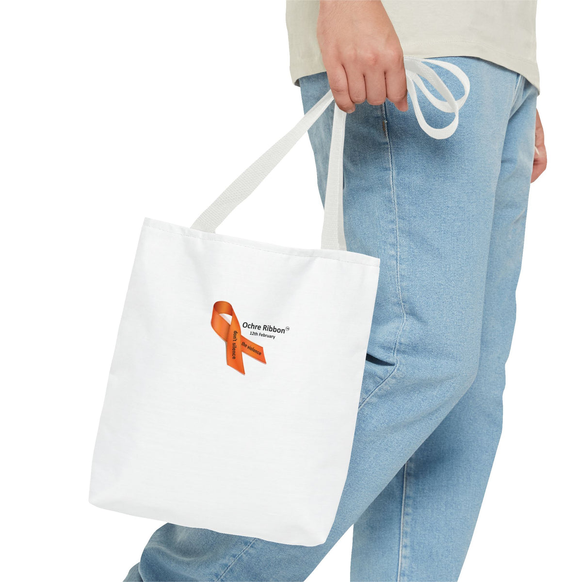 Ochre Ribbon Awareness Ribbon Tote Bag — Advocacy & Support Shoulder Tote